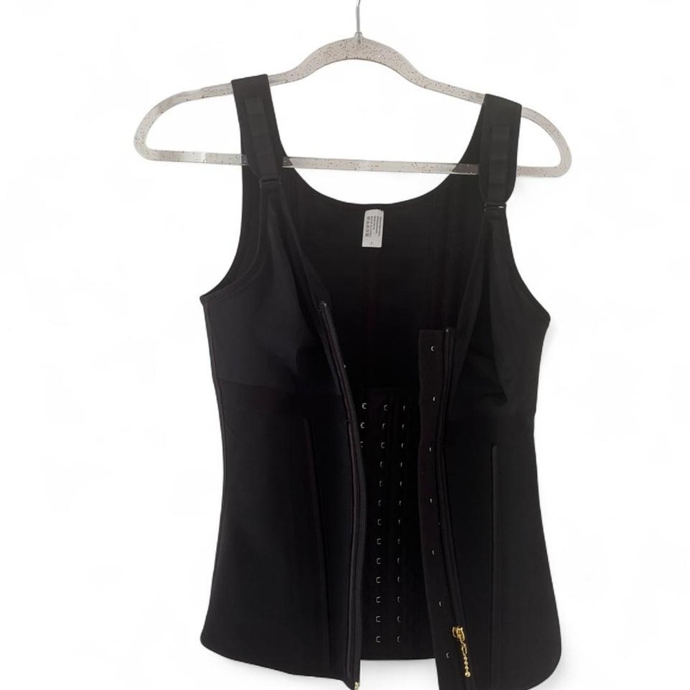 Triple Compression Black Faja Shapewear Vest Size L | Zip & Hook Waist Trainer